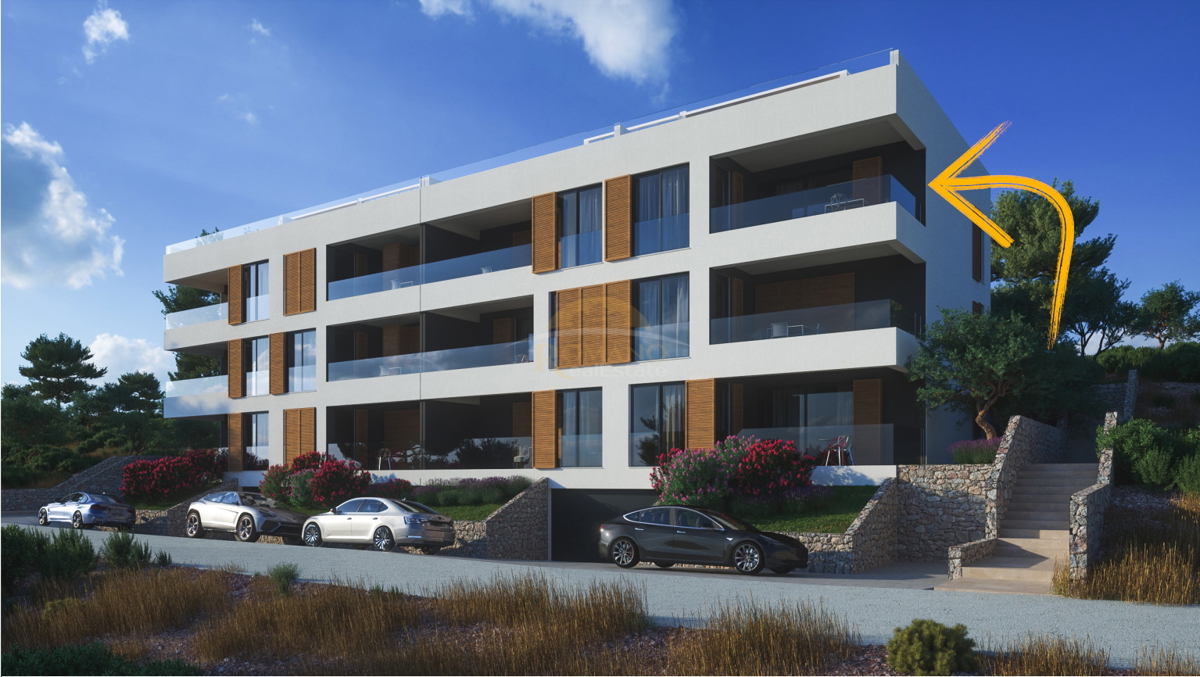 Dvosobni penthouse z razgledom na morje in strešno teraso na Čiovu, območje Salduna blizu kampa Rožac - 64 m2 + 60 m2 strešne terase